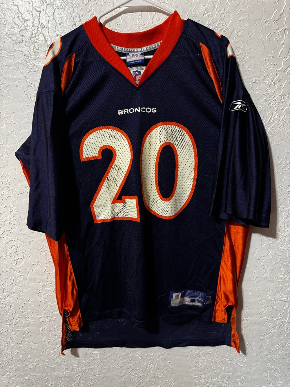 Vintage Reebok NFL Denver Broncos Mike Bell #20 Jersey Navy Blue